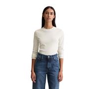 Marc OߴPolo Denim Damen Langarmshirt mit Stretch-Anteil gerippt, Weiß (Silky White), XS