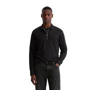 Langarmshirt MARC O'POLO "mit Flachstrickkragen", Damen, Gr. 3XL, schwarz, Obermaterial: 100% Baumwolle, unifarben, Basic, regular fit, Shirts Langarmshirt (37382155-XXXL) schwarz