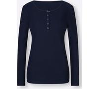 Langarmshirt HEINE "Shirt", Damen, Gr. 40, blau (marine), 95% Baumwolle, 5% Elasthan, unifarben, Rundhals, Shirts Langarmshirt (74616029-40) marine