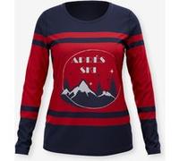 Langarmshirt HEINE "Shirt", Damen, Gr. 50, rot (marine, bedruckt), 95% Baumwolle, 5% Elasthan, bedruckt, gemustert, gestreift, mehrfarbig, Rundhals, Shirts Langarmshirt (10292758-50) marine, bedruckt