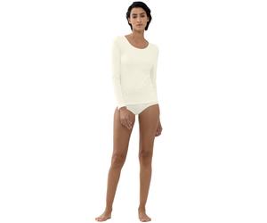Langarmshirt MEY "Emotion", Damen, Gr. 38, beige (champagner), Feinripp, Obermaterial: 50% Viskose, 46% Polyamid, 4% Elasthan, figurbetont hüftbedeckend, Rundhals, Shirts Langarmshirt, Fließende Quali