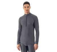 Langarmshirt MEY "Prfrmnc+", Herren, Gr. L, indigo melange, Obermaterial: 48% Schurwolle, 48% Polyester, 4% Elasthan, körpernah hüftbedeckend, ohne Ausschnitt, Shirts Langarmshirt, Stehkragen mit Reiß