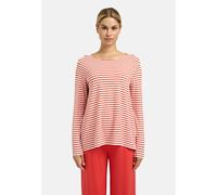 Langarmshirt MILANO ITALY, Damen, Gr. M, rot, Single Jersey, Material: 75% Viskose, 20% Polyester, 5% Elasthan, gestreift, regular fit normal, Rundhals, eingesetzt gerader Abschluss, Shirts Langarmshi