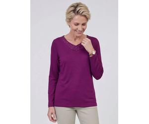 Langarmshirt mit glitzerndem V-Ausschnitt lila 23