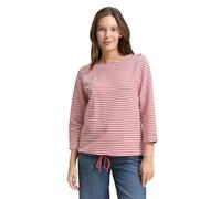 Langarmshirt TOM TAILOR, Damen, Gr. L, pink sanftes weiß regular stripe, Single Jersey, Obermaterial: 75% Baumwolle, 20% Polyester, 5% Elasthan, gestreift, loose fit taillenbedeckt, Rundhals, Umschlag