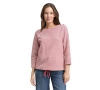 Langarmshirt TOM TAILOR, Damen, Gr. L, pink sanftes weiß regular stripe, Single Jersey, Obermaterial: 75% Baumwolle, 20% Polyester, 5% Elasthan, gestreift, loose fit taillenbedeckt, Rundhals, Umschlag
