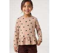Langarmshirt mit Schößchen Mädchen, Baumwolle taupe Gr. 98/104 von Vertbaudet