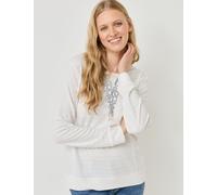 Langarmshirt mit Strukturstreifen, off-white, Größe 46, Jeans Fritz