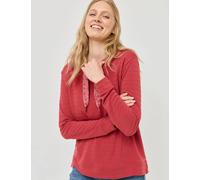 Langarmshirt mit Strukturstreifen, ziegel, Größe 34, Jeans Fritz