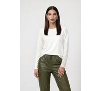 Langarmshirt MONARI "Basic", Damen, Gr. 38, off, weiß, Jersey, Obermaterial: 45% Modal, 45% Viskose, 10% Elasthan, unifarben, Basic hüftlang, Rundhals, Raglanärmel abgesteppte Kante, Shirts Langarmshi