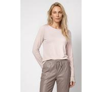 Langarmshirt MONARI "Shirt Basic Spitzendetail", Damen, Gr. 44, hellrosa, Web, Obermaterial: 92% Modal, 8% Elasthan. Bündchen: 100% Polyamid, unifarben, regular fit taillenbedeckt, Rundhals, eingesetz