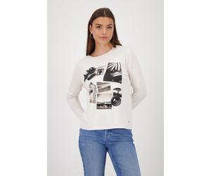 Langarmshirt MONARI "Shirt Collage", Damen, Gr. 42, oat milk, Jersey, Obermaterial: 45% Modal, 45% Viskose, 10% Elasthan, unifarben, regular fit normal, Rundhals, eingesetzt abgesteppte Kante, Shirts 