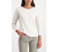 Langarmshirt MONARI "Shirt Pailletten Stick", Damen, Gr. 46, pearl, Web, Obermaterial: 70% Viskose, 25% Modal, 5% Elasthan, unifarben, regular fit taillenbedeckt, Rundhals, eingesetzt abgesteppte Kant