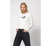 Langarmshirt MONARI "Shirt Panther", Damen, Gr. 44, off, weiß, Web, Obermaterial: 45% Modal, 45% Viskose, 10% Elasthan, unifarben, regular fit taillenbedeckt, Rundhals, Raglanärmel abgesteppte Kante,