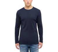 Langarmshirt MUSTANG "Arlington-RH", Herren, Gr. XL, blau (schwarz saphire), Jersey, Obermaterial: 100% Baumwolle, unifarben, slim fit normal, Rundhals, Shirts Langarmshirt, Slim fit (18496247-XL) sch