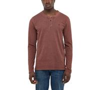 Langarmshirt MUSTANG "Atchison Henley LA", Herren, Gr. 3XL, braun (decadent chocolate), Jersey, Obermaterial: 100% Baumwolle, unifarben, regular fit hüftbedeckend, Rundhals, abgesteppte Kante, Shirts