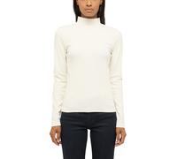 Langarmshirt MUSTANG "Damen Style Faith", Damen, Gr. L, weiß (sanftes weiß), Strick, 95% Baumwolle, 5% Elasthan, hoch geschlossener Ausschnitt, Shirts Langarmshirt (51060807-L) sanftes weiß
