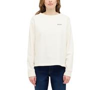 Langarmshirt MUSTANG "Damen Style Roseville", Damen, Gr. M, sanftes weiß, Jersey, 100% Baumwolle, Rundhals, Shirts (75552268-M) sanftes weiß