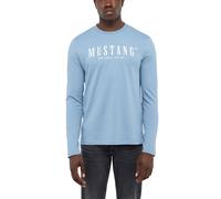 Langarmshirt MUSTANG "Herren Style Asheville", Herren, Gr. M, blau (hellblau), Single Jersey, 100% Baumwolle, Rundhals, Shirts Langarmshirt (74513240-M) hellblau