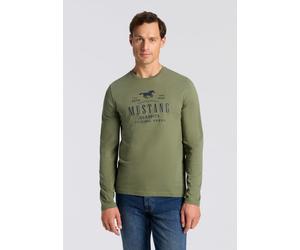 Langarmshirt MUSTANG "Style Adrian", Herren, Gr. 3XL, blau (mineral blau), Obermaterial: 100% Baumwolle, regular fit, Rundhals, Shirts Langarmshirt (43343053-XXXL) mineral blau
