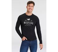 Langarmshirt MUSTANG "Style Adrian", Herren, Gr. XL, schwarz, Obermaterial: 100% Baumwolle, regular fit, Rundhals, Shirts Langarmshirt (64004348-XL) schwarz