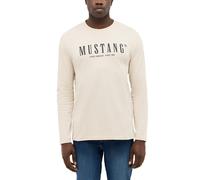 Langarmshirt MUSTANG "Style Asheville", Herren, Gr. XL, beige (oatmeal), Jersey, Obermaterial: 100% Baumwolle, bedruckt, casual, regular fit normal, Rundhals, Langarm, Shirts, Auch ideal zum Unterzieh
