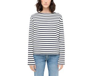 Langarmshirt MUSTANG "Style Sutton", Damen, Gr. M, french rivera stipe rivera classic, Jersey, Obermaterial: 100% Baumwolle, gestreift, relaxed fit taillenbedeckt, Rundhals, gerader Abschluss, Shirts