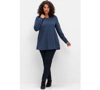 Sheego Langarmshirt in A-Linie, fein meliert 52/54 nachtblau-meliert