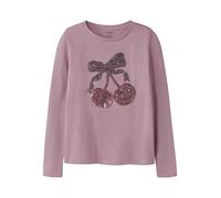 Langarmshirt NAME IT "NKFKESSY PASTAR LS TOP BOX", Mädchen, Gr. 158/164, lilas, Jersey, Obermaterial: 100% Baumwolle, bedruckt, relaxed fit normal, Rundhals, Shirts Langarmshirt (75224154-158) lilas