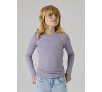 Langarmshirt NAME IT "NKFNAKAL LS TOP NOOS", Mädchen, Gr. 122/128, lavender gray, Jersey, Obermaterial: 95% Baumwolle, 5% Elasthan, unifarben, normal hüftlang, Rundhals, abgesteppte Kante, Shirts Lang