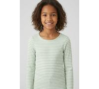 Langarmshirt NAME IT "NKFSURAJA XSL LS TOP NOOS", Mädchen, Gr. 146/152, aqua foam, Jersey, Obermaterial: 95% Baumwolle, 5% Elasthan, geringelt, gestreift, slim fit hüftbedeckend, Rundhals, abgesteppte