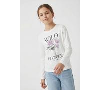 Langarmshirt NAME IT "NKFVOTEA LS NREG TOP", Mädchen, Gr. 122/128, cloud dancer print:wild flower, Jersey, Obermaterial: 100% Baumwolle, bedruckt, normal normal, Rundhals, Shirts Langarmshirt, Baumwol