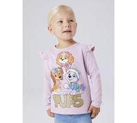 Langarmshirt NAME IT "NMFJABA PAW LS TOP NOOS CPLG", Mädchen, Gr. 92, dawn pink, Jersey, Obermaterial: 95% Baumwolle, 5% Elasthan, bedruckt, unifarben, Basic normal, Rundhals, Shirts Langarmshirt (847