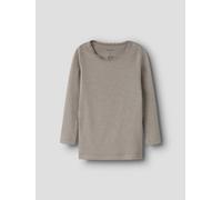 Langarmshirt NAME IT "NMFKAB LS TOP NOOS", Mädchen, Gr. 122/128, satellite detail:melange, Feinripp, Obermaterial: 57% Baumwolle, 38% Modal, 5% Elasthan, meliert, unifarben, regular fit hüftbedeckend,