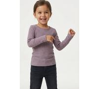 Langarmshirt NAME IT "NMFKAB LS TOP NOOS", Mädchen, Gr. 98, lila (elderberry), Feinripp, Obermaterial: 57% Baumwolle, 38% Modal, 5% Elasthan, meliert, unifarben, regular fit hüftbedeckend, Rundhals, a