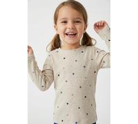 Langarmshirt NAME IT "NMFNUTTI LS TOP NOOS", Mädchen, Gr. 116, peyote melange aop:hearts, Feinripp, Obermaterial: 57% Baumwolle, 38% Modal, 5% Elasthan, bedruckt, Basic normal, Rundhals, abgesteppte K
