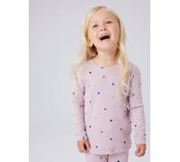 Langarmshirt NAME IT "NMFNUTTI LS TOP NOOS", Mädchen, Gr. 122/128, burnished lila aop:hearts, Feinripp, Obermaterial: 57% Baumwolle, 38% Modal, 5% Elasthan, bedruckt, Basic normal, Rundhals, abgestepp