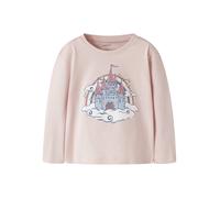 Langarmshirt NAME IT "NMFVEEN LS NREG TOP", Mädchen, Gr. 110, rosa (lotus print:castle), Jersey, Obermaterial: 100% Baumwolle, bedruckt, normal normal, Rundhals, Shirts Langarmshirt, Baumwolle, regula
