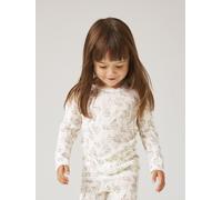Langarmshirt NAME IT "NMFWANG WOOL NEEDLE LS TOP NOOS", Mädchen, Gr. 92, beige (snow weiß aop:flowers, leafs), Strick, Obermaterial: 100% Wolle, bedruckt, normal normal, Rundhals, Shirts Langarmshirt,