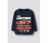 Langarmshirt NAME IT "NMMDRACO CARS LS NREG TOP BOX WDI", Mädchen, Gr. 92, navy blazer, Jersey, Obermaterial: 95% Baumwolle, 5% Elasthan, bedruckt, normal normal, Rundhals, Shirts Langarmshirt (628706