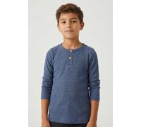 Langarmshirt NAME IT "NMMKAB LS TOP NOOS", Jungen, Gr. 104, blau (vintage indigo), Feinripp, Obermaterial: 57% Baumwolle, 38% Modal, 5% Elasthan, unifarben, normal normal, Rundhals, abgesteppte Kante,
