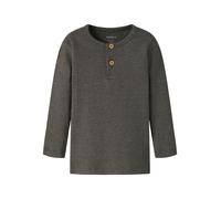 Langarmshirt NAME IT "NMMKAB LS TOP NOOS", Jungen, Gr. 104, grau (delicioso detail:melange), Feinripp, Obermaterial: 57% Baumwolle, 38% Modal, 5% Elasthan, meliert, normal normal, Rundhals, abgesteppt