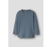 Langarmshirt NAME IT "NMMKAB LS TOP NOOS", Jungen, Gr. 110, blau (blau mirage), Feinripp, Obermaterial: 57% Baumwolle, 38% Modal, 5% Elasthan, unifarben, normal normal, Rundhals, abgesteppte Kante, Sh