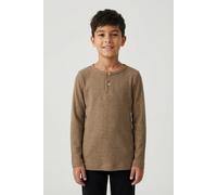 Langarmshirt NAME IT "NMMKAB LS TOP NOOS", Jungen, Gr. 86, braun (toasted coconut), Feinripp, Obermaterial: 57% Baumwolle, 38% Modal, 5% Elasthan, unifarben, normal normal, Rundhals, abgesteppte Kante