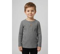 Langarmshirt NAME IT "NMMKAB LS TOP NOOS", Jungen, Gr. 86, grau (mockingbird detail:melange), Feinripp, Obermaterial: 57% Baumwolle, 38% Modal, 5% Elasthan, meliert, normal normal, Rundhals, abgestepp