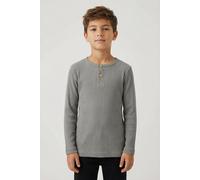 Langarmshirt NAME IT "NMMKAB LS TOP NOOS", Jungen, Gr. 92, grau (shadow), Feinripp, Obermaterial: 57% Baumwolle, 38% Modal, 5% Elasthan, unifarben, normal normal, Rundhals, abgesteppte Kante, Shirts L