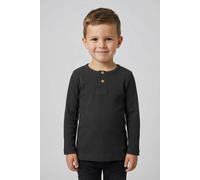 Langarmshirt NAME IT "NMMKAB LS TOP NOOS", Jungen, Gr. 92, schwarz, Feinripp, Obermaterial: 57% Baumwolle, 38% Modal, 5% Elasthan, unifarben, normal normal, Rundhals, abgesteppte Kante, Shirts Langarm