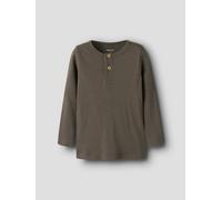 Langarmshirt NAME IT "NMMKAB LS TOP NOOS", Jungen, Gr. 98, braun (morel), Feinripp, Obermaterial: 57% Baumwolle, 38% Modal, 5% Elasthan, unifarben, normal normal, Rundhals, abgesteppte Kante, Shirts L