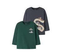 Langarmshirt NAME IT "NMMVAGNO 2P LS LOOSE TOP", Jungen, Gr. 98, grün (ombre blau pack:evergrün, cars), Jersey, Obermaterial: 100% Baumwolle, bedruckt, normal, Rundhals, Shirts Langarmshirt, Baumwolle