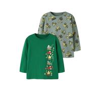 Langarmshirt NAME IT "NMMVELDO 2P LS NREG TOP", Jungen, Gr. 116, grün milieu pack:verdant grün, Jersey, Obermaterial: 100% Baumwolle, regular fit normal, Rundhals, Shirts Langarmshirt, Baumwolle, regu